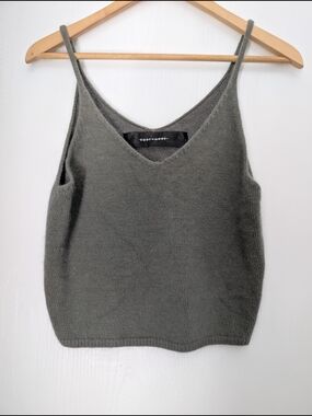 V-Neck Knit Camisole in Charcoal Gray